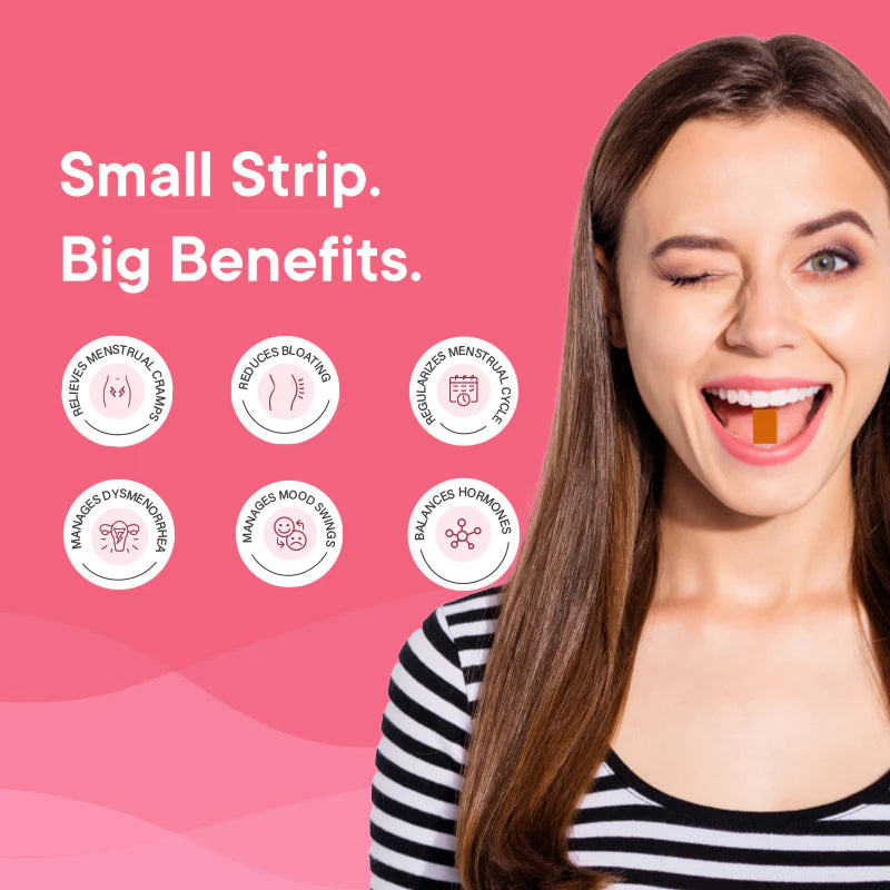 Pms Relief | Melts Into - (Vitex + Ginfort) - All Natural - Vegan, Gluten Free, Drug Free, No Added Sugar & Preservatives Free - Wellbeing Nutrition - 30 Strips