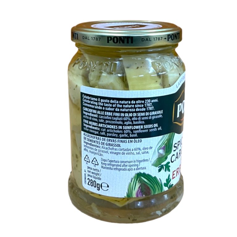 Artichokes | Fine Herbs Artichokes in Sunflower Oil - Italy - Ponti - 280gm