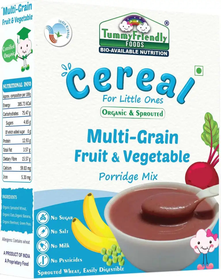Porridge Mix | Multi Grain - (Fruit & Vegetable) - Organic & Sprouted - Vegan, No Added Sugar, Salt, Milk & No Added Pesticides - Tummy Friendly – 200gm