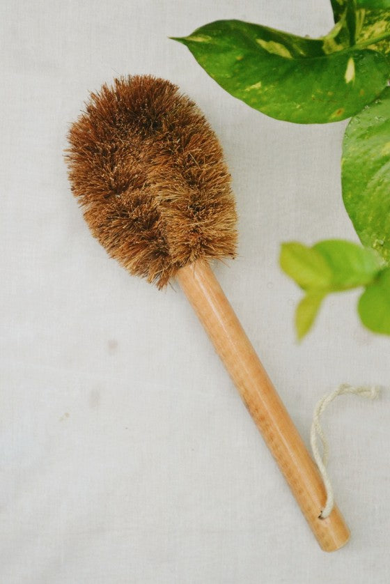 Pot Brush | Long Handle Pot Brush - Coconut Fiber -Household Pots Clean Coconut Brush - Almitra - 1 Piece