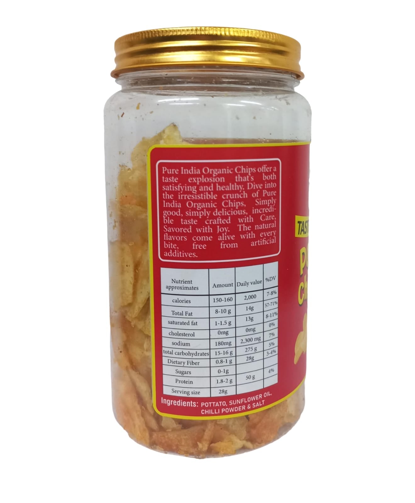 Chips | Potato Chips (Chilli) – No Added Preservatives, No Refined Oil, No Palm Oil & No Added Flavor Enhancer - MRT Organics – 90gm