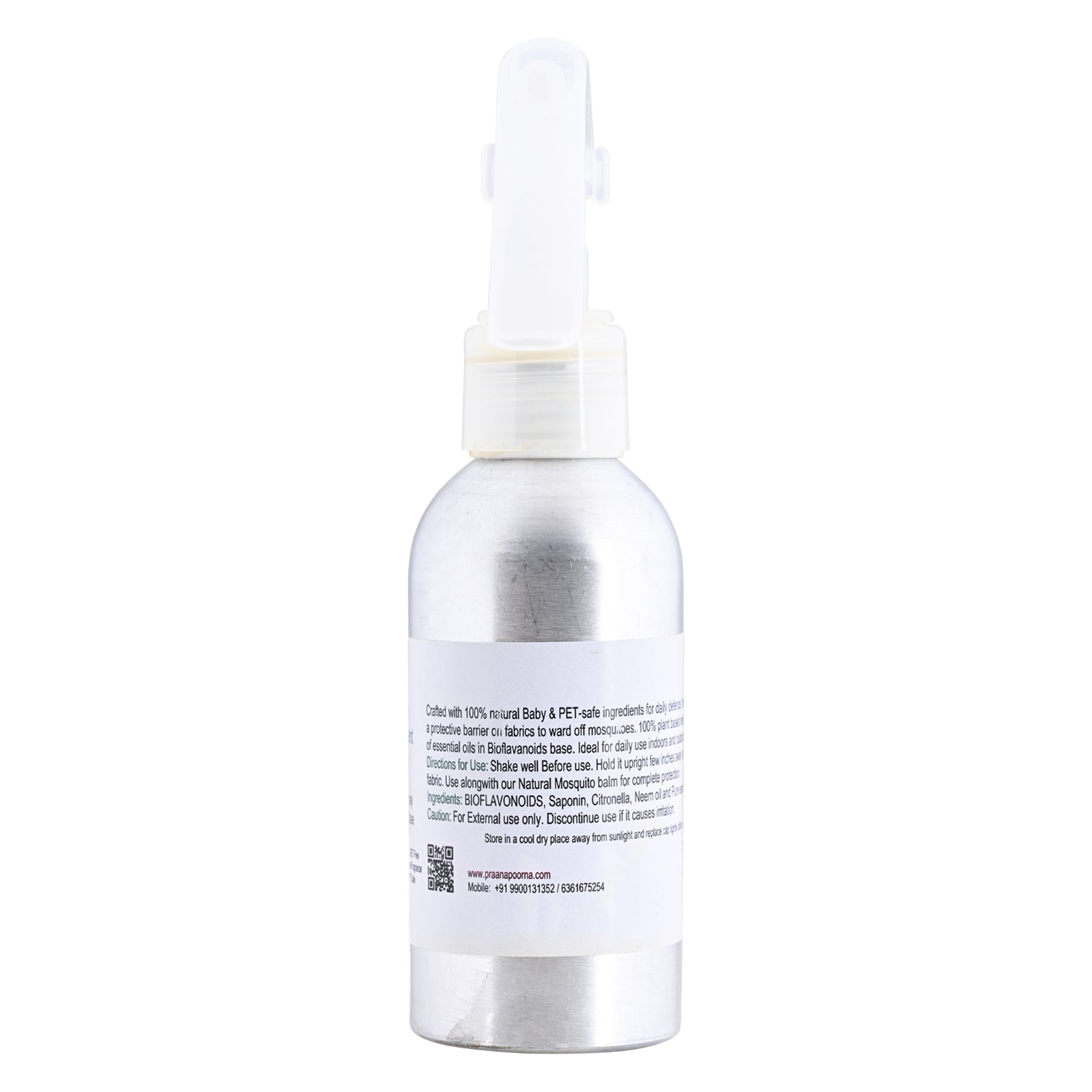 Mosquito Repellent | Mosquito Repellent Spray (Natural Origin Bio Enzyme With Essential Oils) - No Added Chemical, Deet Free & SLS Free - Praanapoorna - 100ml