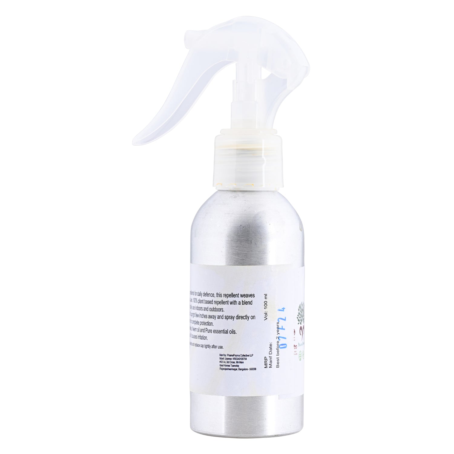 Mosquito Repellent | Mosquito Repellent Spray (Natural Origin Bio Enzyme With Essential Oils) - No Added Chemical, Deet Free & SLS Free - Praanapoorna - 100ml
