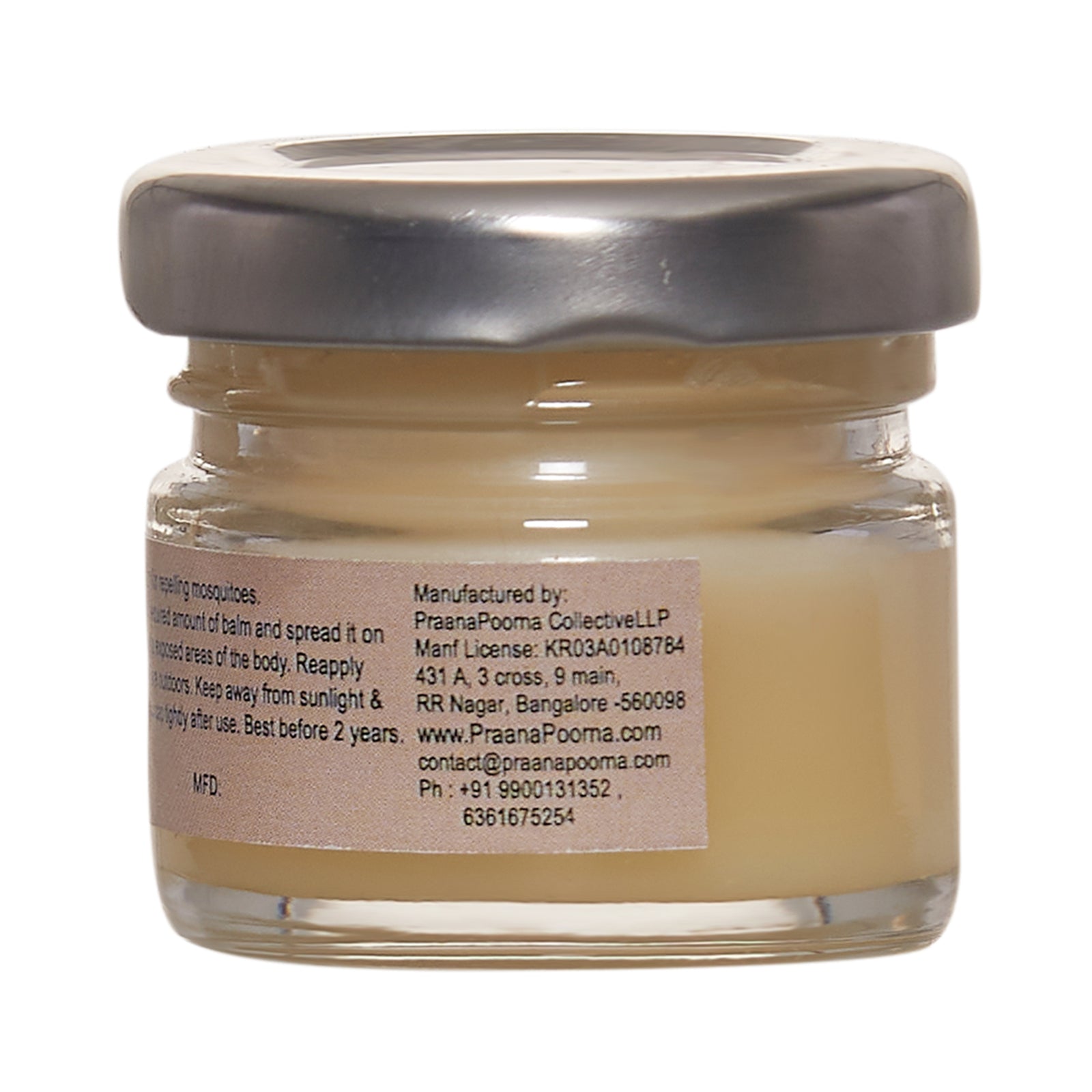 Mosquito Repellent | Mosquito Repellent Balm - 100% Natural Certified - No Added Chemical, Deet Free & SLS Free - Praanapoorna - 25gm