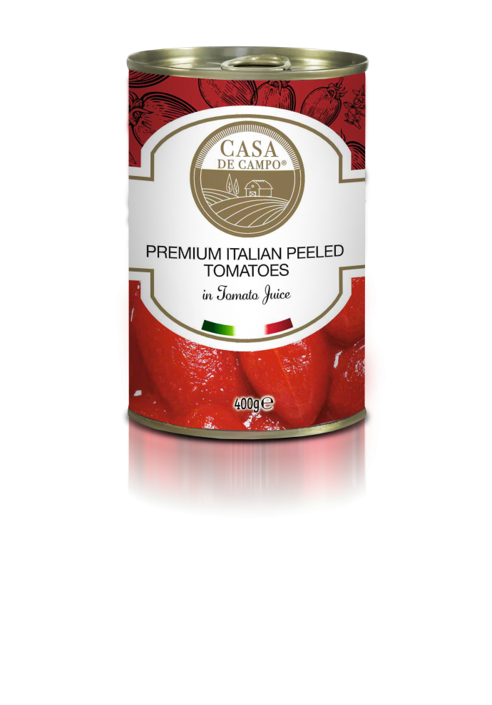 Peeled Tomatoes | Premium Italian Peeled Plum Tomatoes In Tomato Juice - Suitable For Vegetarians - No Added Preservatives & No Stabilisers - Casa De Campo - 400gm