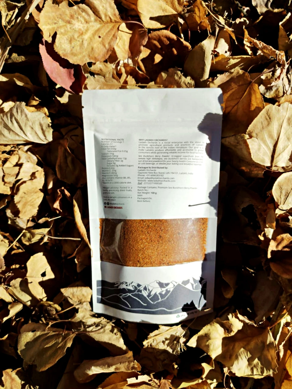 Sea Buckthorn Berry Powder | Premium Dried Sea Buckthorn Berry Powder- From The Foothills Of The Himalayas - Sun Dried - All Natural & Chemical Free - Ladakh Orchards - 100gm