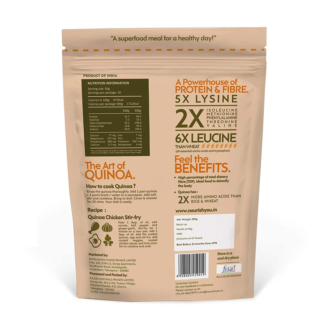 Premium White Quinoa Seeds - Nourish You - 500gm