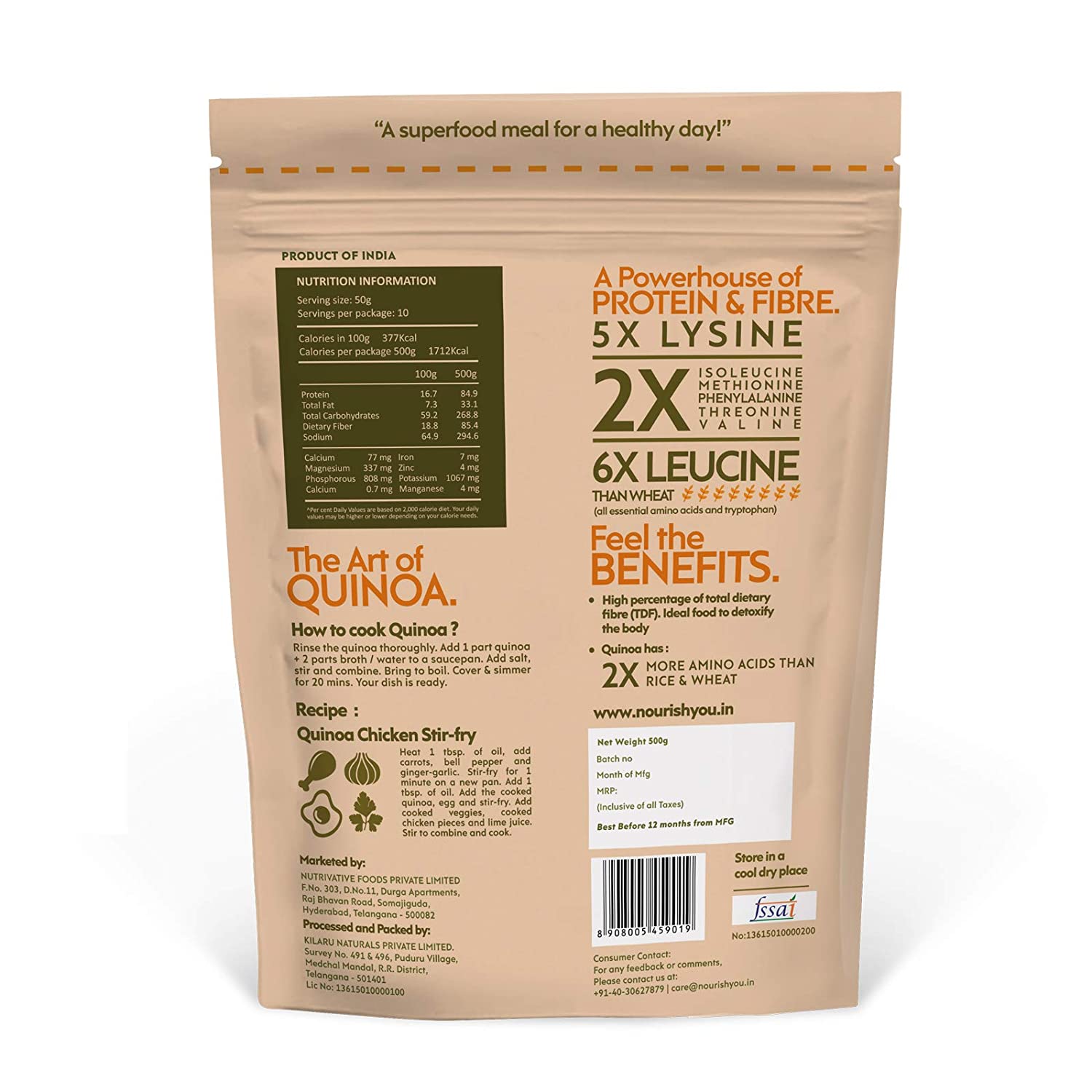 Premium White Quinoa Seeds - Nourish You - 500gm