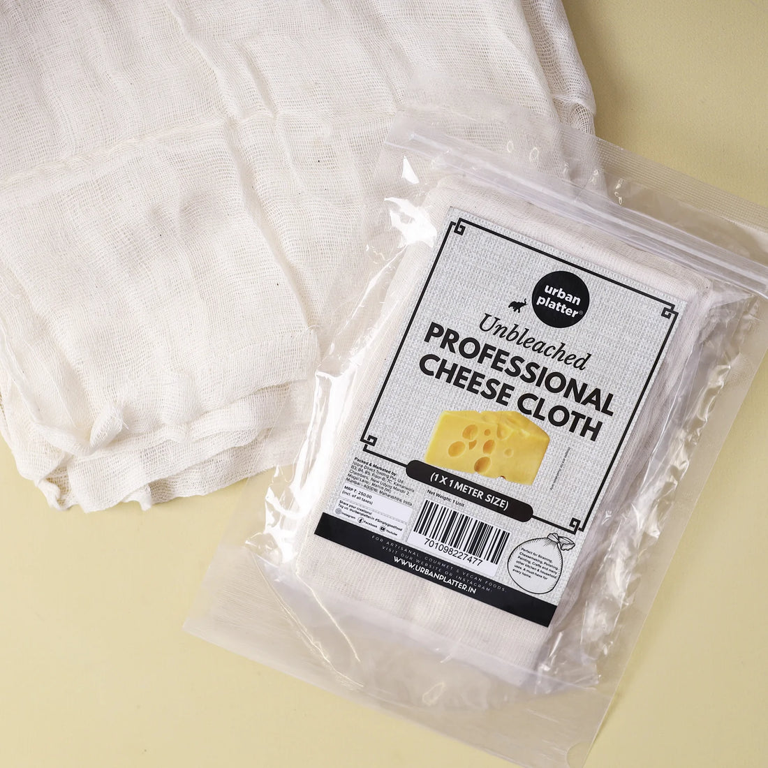 Cheese Cloth | Premium Professional Cheese Making Cloth - 100% Cotton - Unbleached - Urban Platter - 1x1 Meter Size