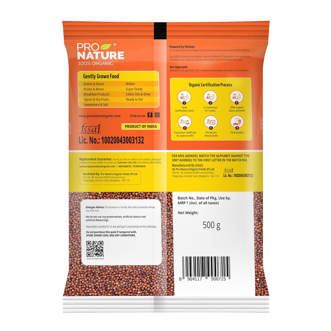 Ragi Millet | Ragi (Finger Millet) - Organic - Non GMO - Pro Nature - 500gm