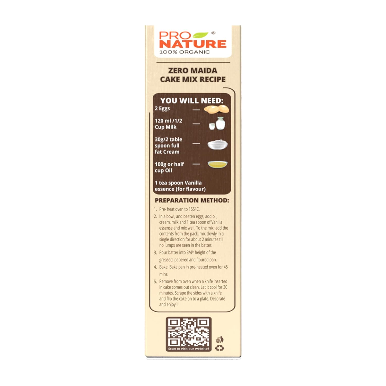 Cake Mix | With Naturally Gluten Free Ingredients - Organic - No Maida - Pro Nature - 325gm
