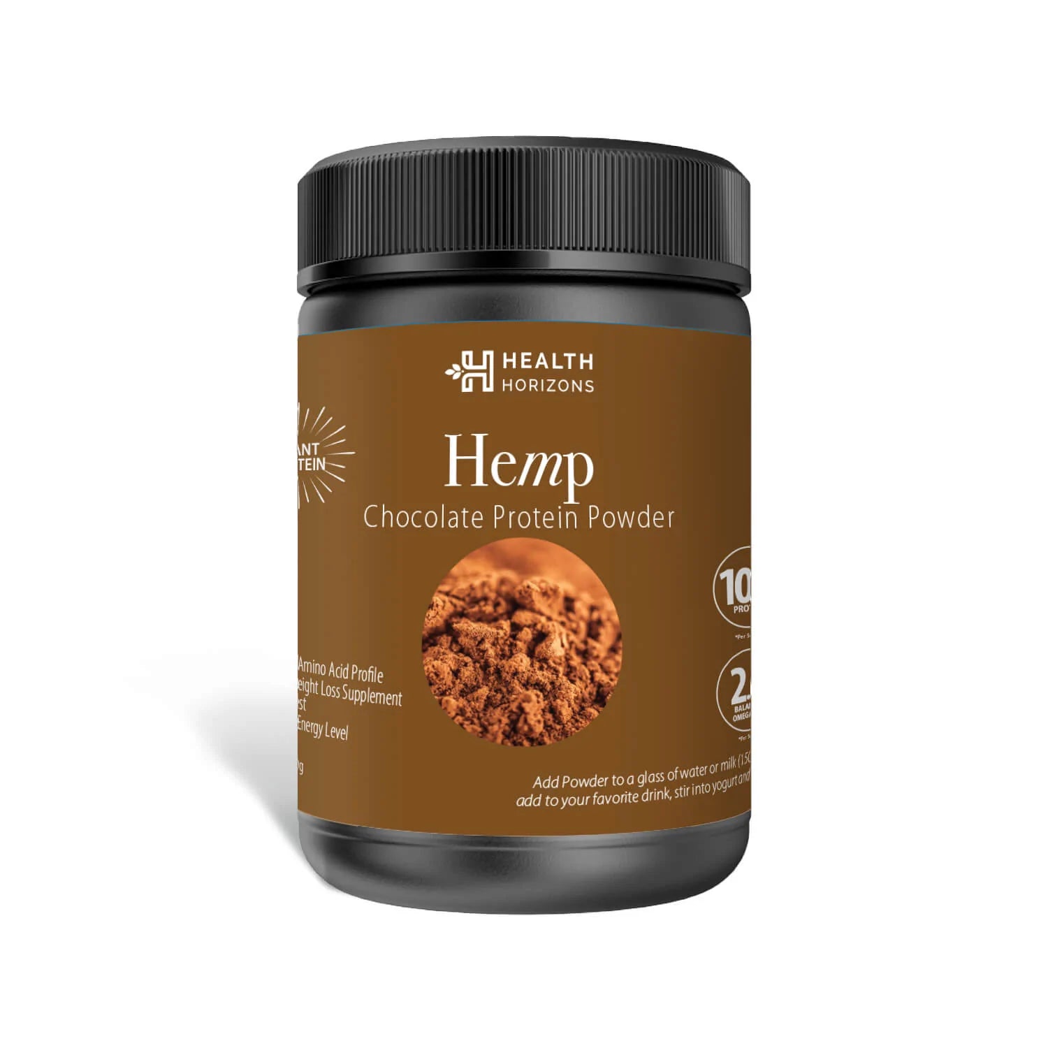 Protein Powder | hemp (Chocolate Flavor) - Natural - Vegan, Gluten Free, Soy Free & No Additives - Health Horizon - 500gm