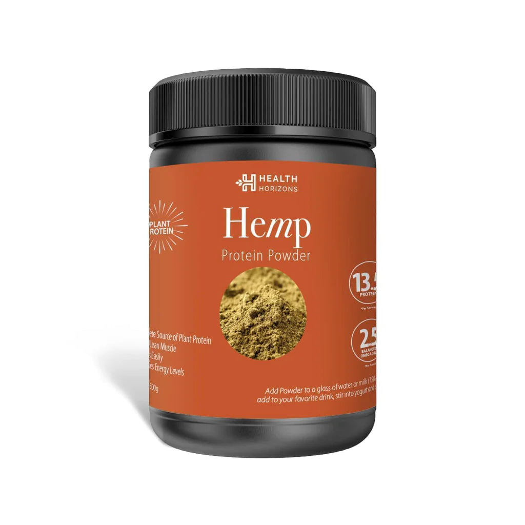 Protein Powder | Hemp - 13.5gm Protein - Build Lean Muscle - Digest Easily - Increase Energy Levels - Natural - Vegan & No Additives - Health Horizon – 500gm