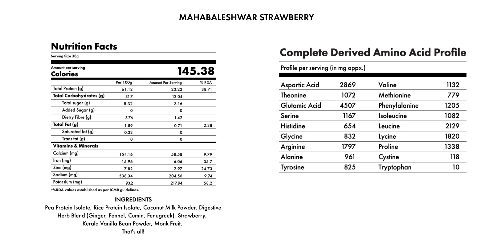 Protein Powder | Plant Protein – No Nonsense – Mahabaleshwar Strawberry – 24gm Protein Per Serving - Gluten Free, Lactose Free, No Trans Fat, Soy Free, No Added Sugar, Artificial Flavors, No Gums & No Enzymes - Cosmix – 500gm