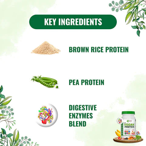 Protein Powder | Vegan Protein (With Omega 3 Fatty Acids & Digestive Enzyme Blend) – Banana And Strawberry Flavor – Gluten Free, Zero Added Sugar, High Protein & Non GMO – Pure Nutrition – 1000gm