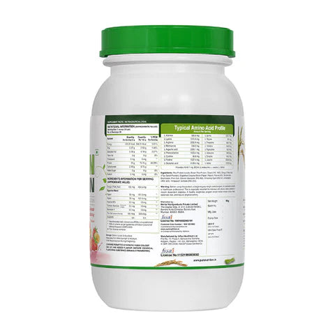 Protein Powder | Vegan Protein (With Omega 3 Fatty Acids & Digestive Enzyme Blend) – Banana And Strawberry Flavor – Gluten Free, Zero Added Sugar, High Protein & Non GMO – Pure Nutrition – 1000gm