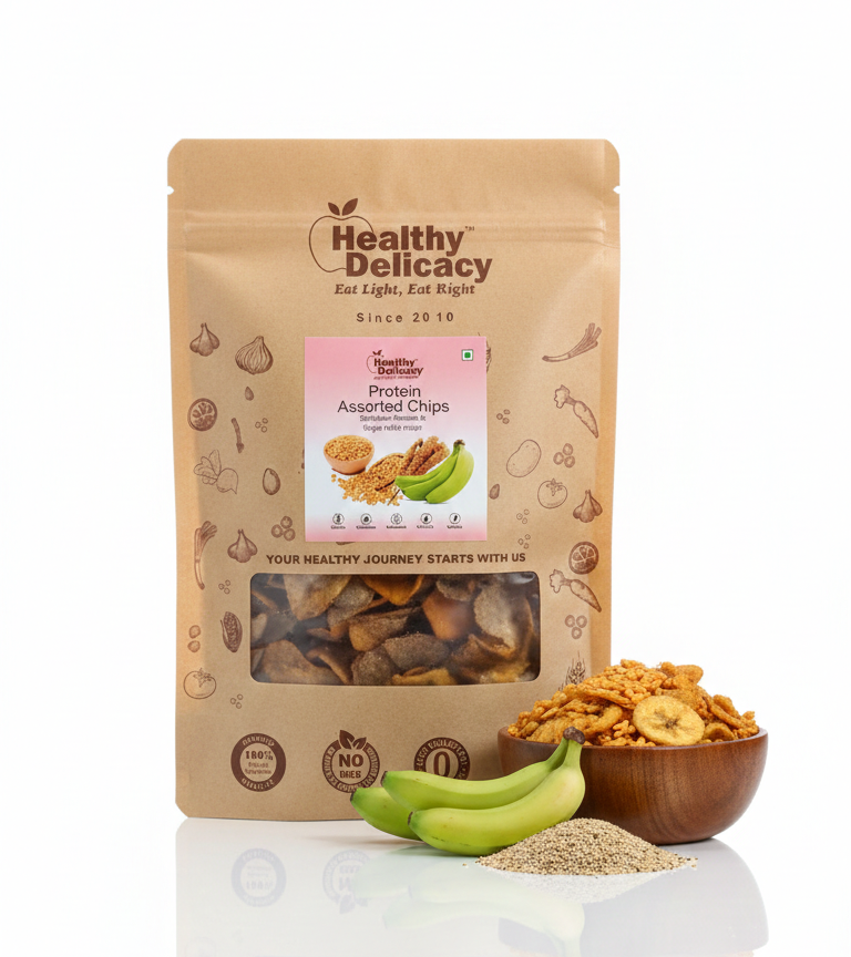 Chips| Protein Assorted Chips - Healthy Assorted Chips- Gluten Free -Zero Cholesterol and Trans Fat - No Preservative-High Energy-Healthy Delicacy-210gm