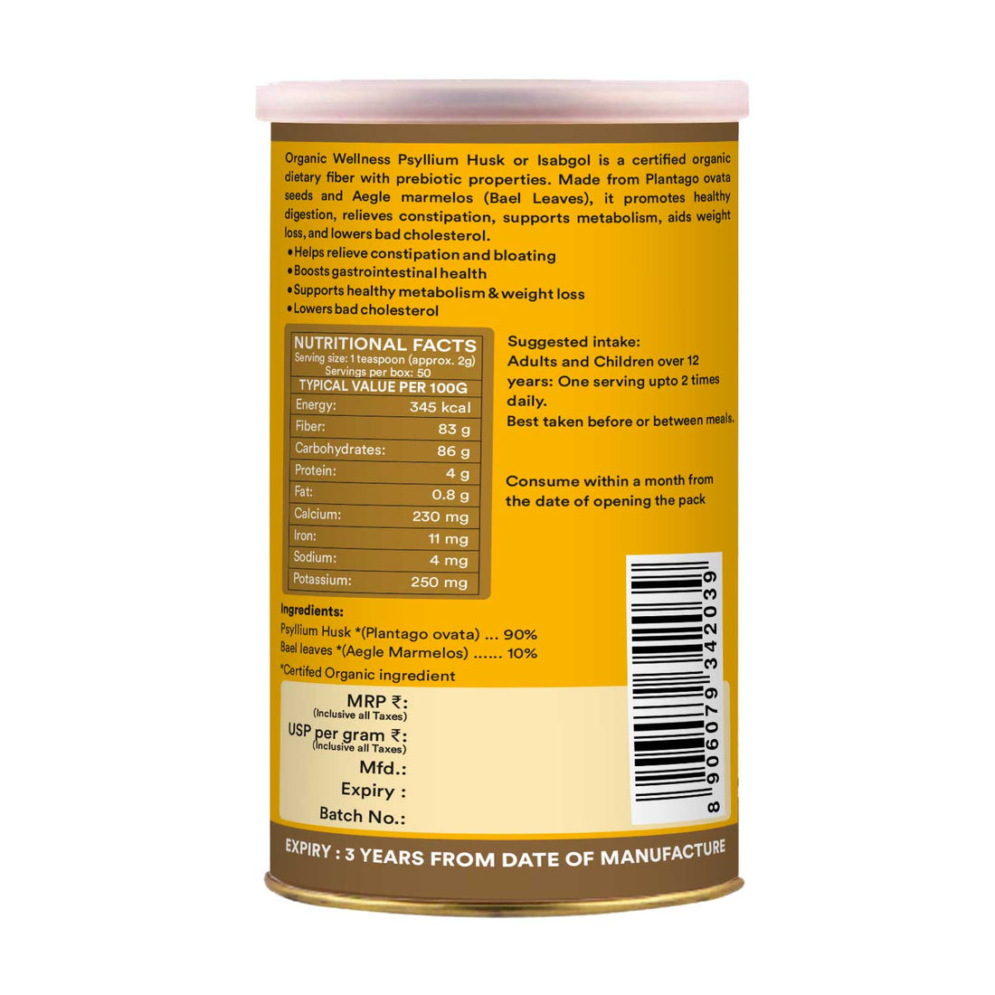 Powder | Psyllium Husk (Isabgol) Powder -Bael Leaves-No Artificial Additives- Organic Wellness -100gm