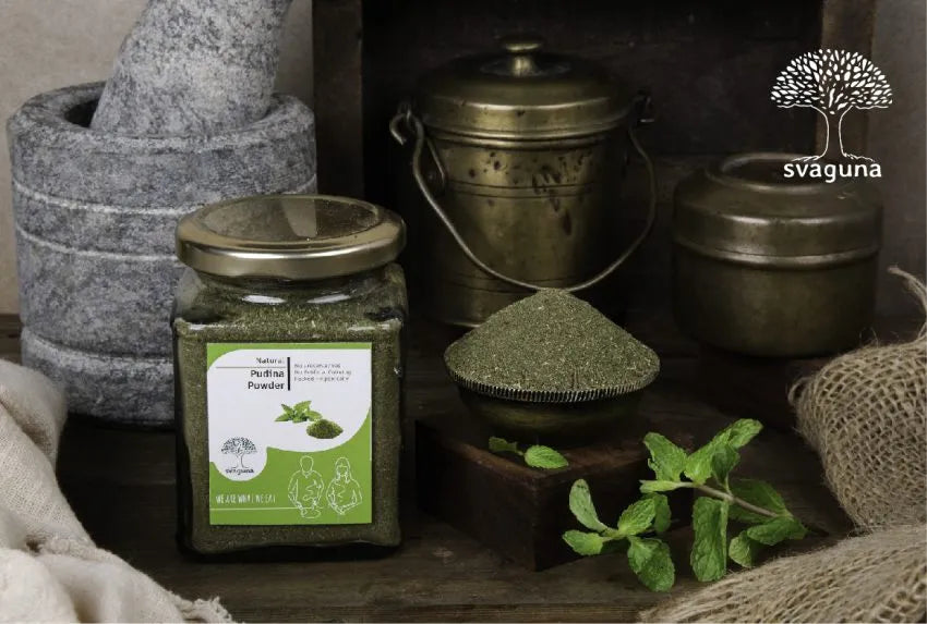 Pudina Powder | No Preservatives & No Artificial Coloring – Svaguna – 100gm