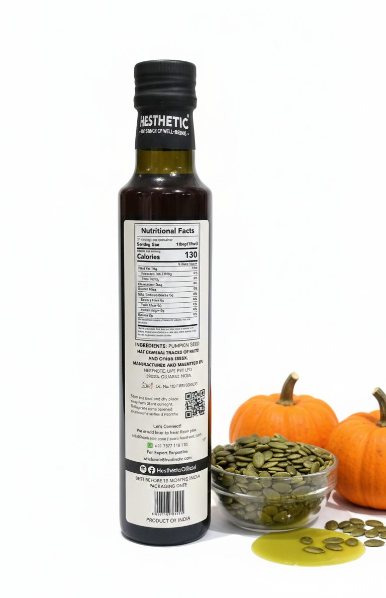 Pumpkin Seed Oil | Virgin Cold Pressed - For Cooking, Baking & Smoothies - HESTHETIC - 250ml