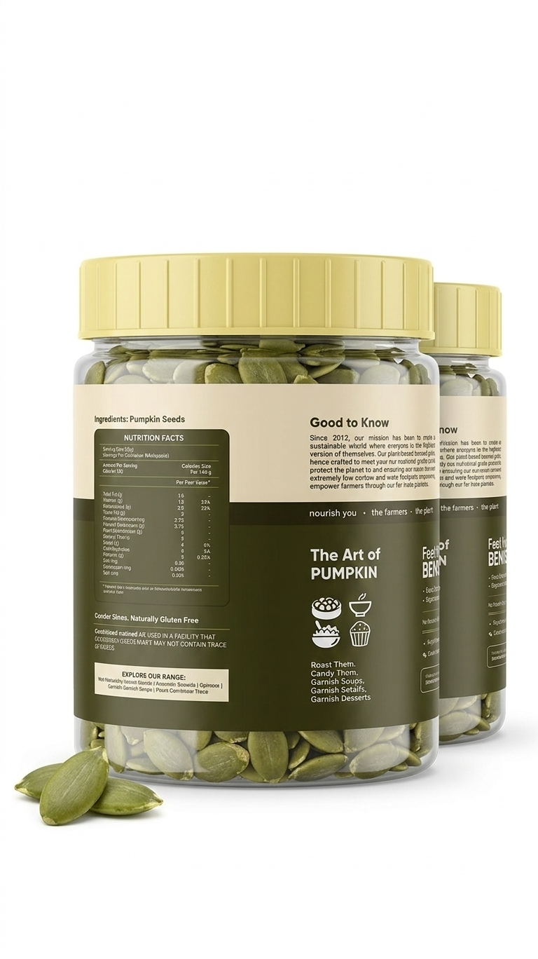 Pumpkin Seeds (Raw & Whole)-Gluten Free- Plant Based Protein- Rich in Omega 3, Supports Heart Health - Nourish You - 300gm