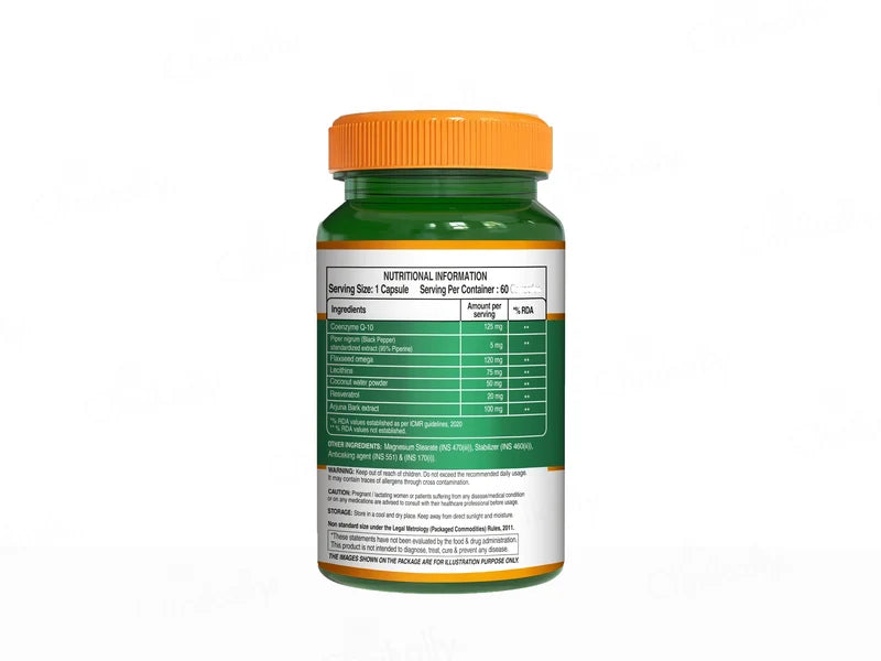CoQ10 | 125Mg With Piperine ( Heart Health & Cellular Energy Supports)-Plant-Based Supplement - Boost Immunity , Potent Antioxidant, Regulate Blood Pressure - Pure Nutrition - 60 Veg Capsules