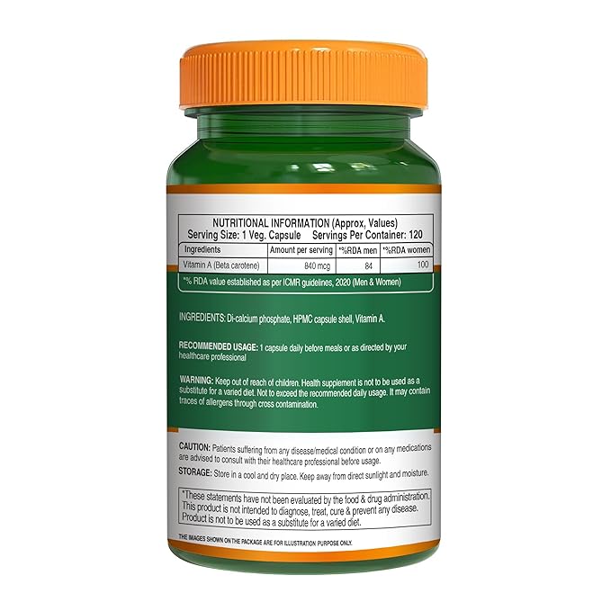 Vitamin A | Plant Based Vitamin A – Supports Eye Health, Immunity, And Antioxidant Defense – Pure Nutrition – 840 mcg – 60 Veg Capsules