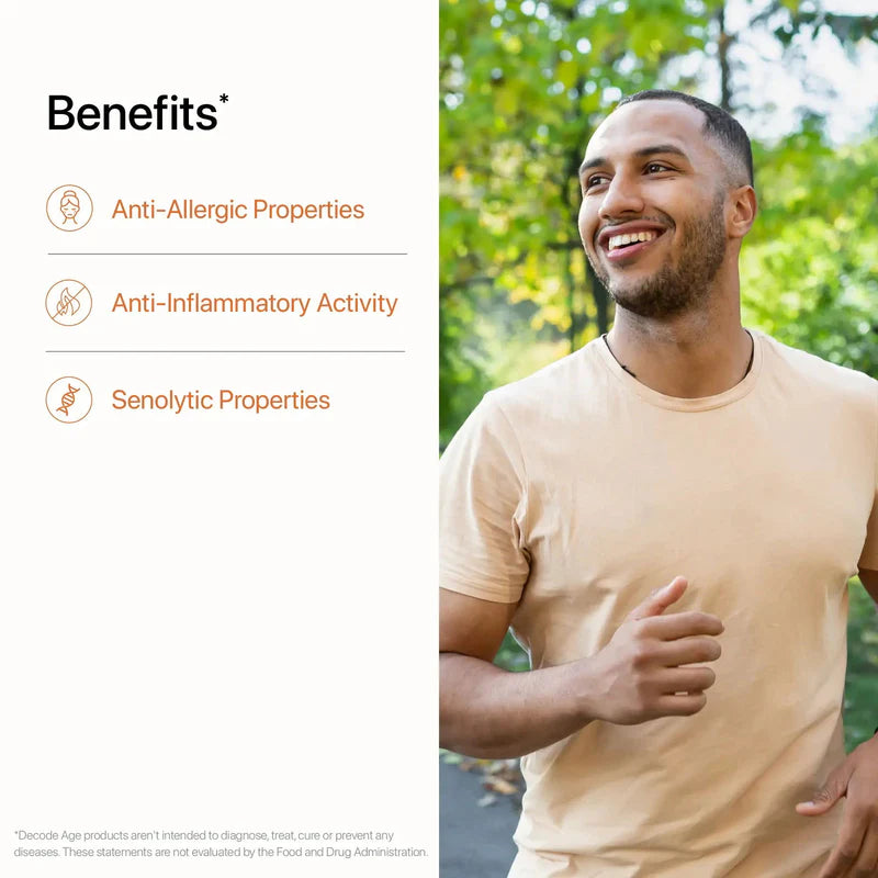 Quercetin Dihydrate | Sophora Japonica L. Extract – Eases Allergies, Boosts Immunity, Reduces Inflammation – Vegan, Gluten Free, Soy Free, Sugar Free, Non GMO & No Artificial Sweeteners – Decode Age – 30 Vegan Capsules