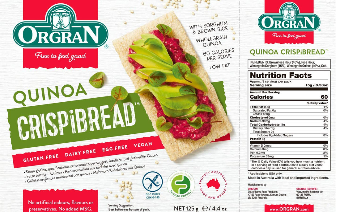 Quinoa Crispibread – Vegan, Gluten Free & Dairy Free - Orgran – 125gm