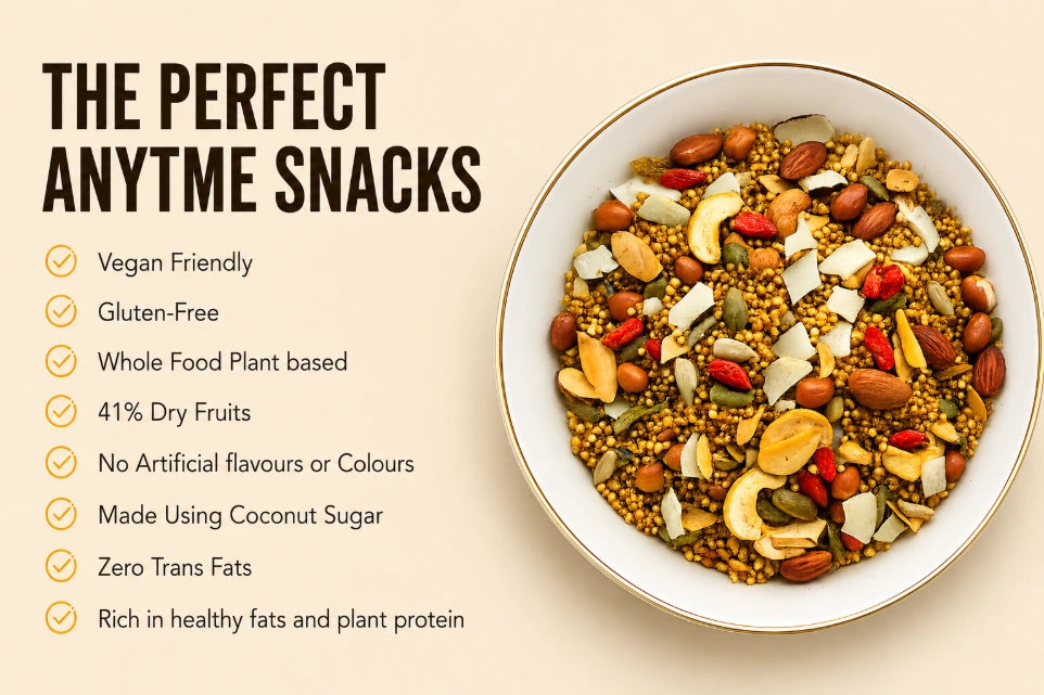 Chivda |Quinoa Chivda (41% nuts-seeds) Granola - Lite Savoury -Plant Based, Gluten Free, Vegan Friendly, Made using Coconut Sugar- No Preservatives, No Added Refined Sugar, Zero Trans Fats -The Nibble box- 300gm