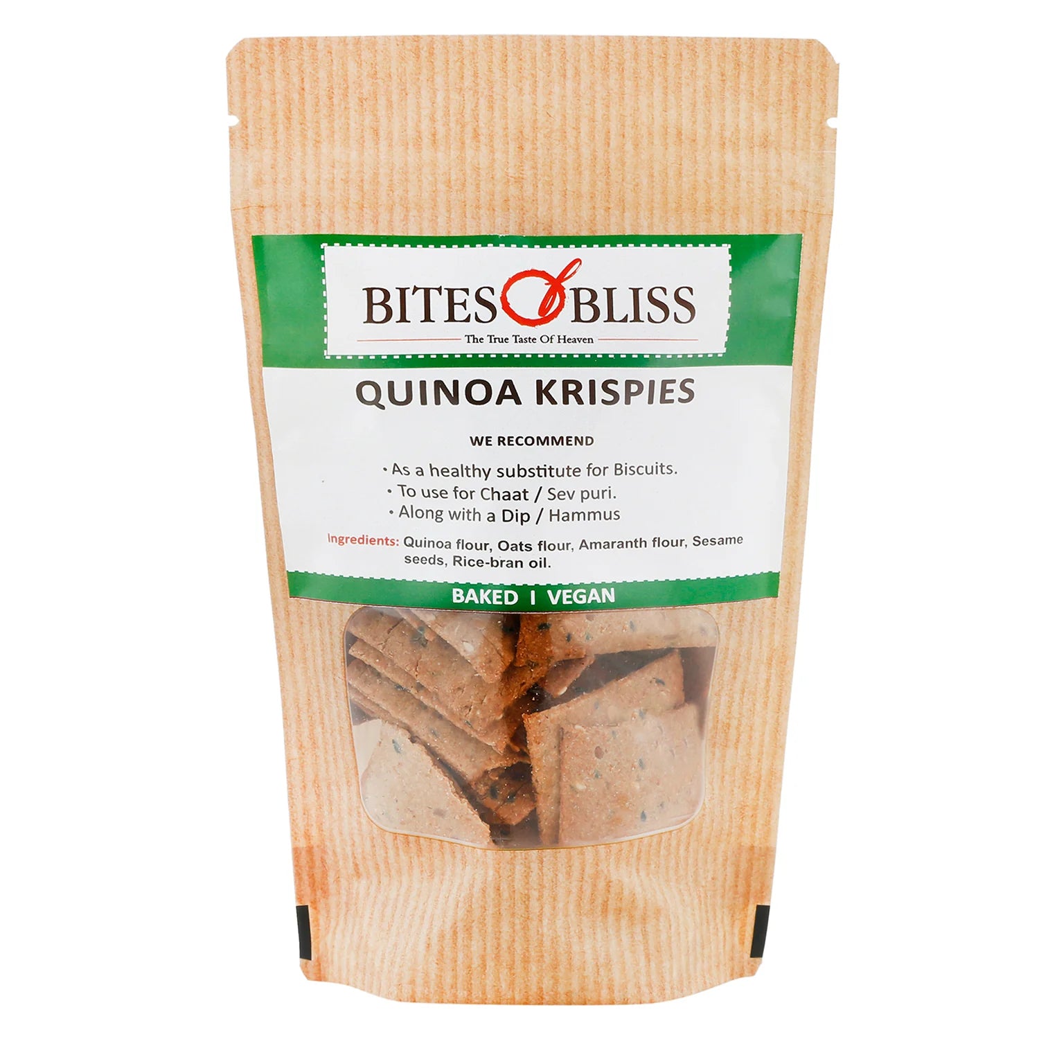 Quinoa Krisps | Oven Baked – Vegan, No Added Preservatives, Iron Rich & Diabetic Friendly – Bites Of Bliss – 125gm