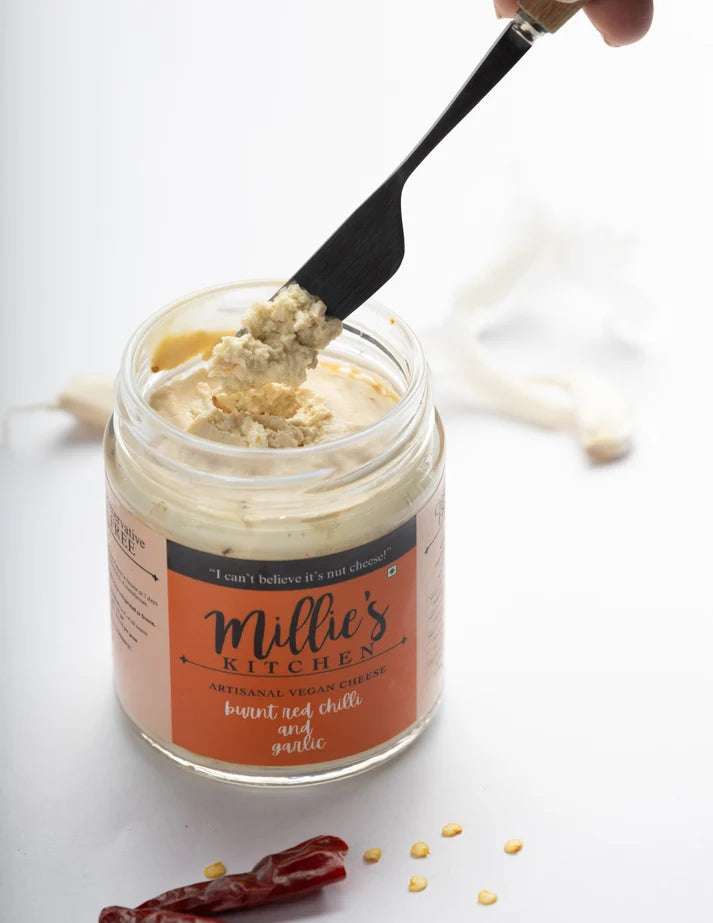 Cheese Spread | Burnt Red Chilli & Garlic - Artisanal, Plant Based -Dairy Free-No preservatives– Millie’s Kitchen – 175gm
