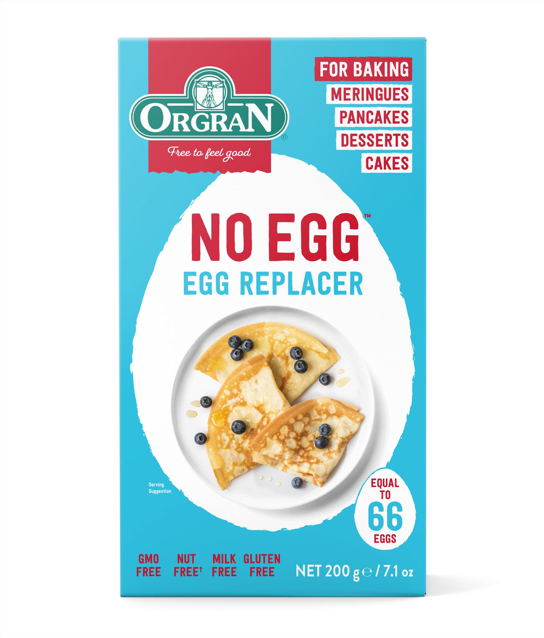 No Egg (Egg Replacer) Mix- Vegan, Gluten Free, Dairy Free, Yeast Free, Wheat Free & Egg Free - Orgran - 200gm