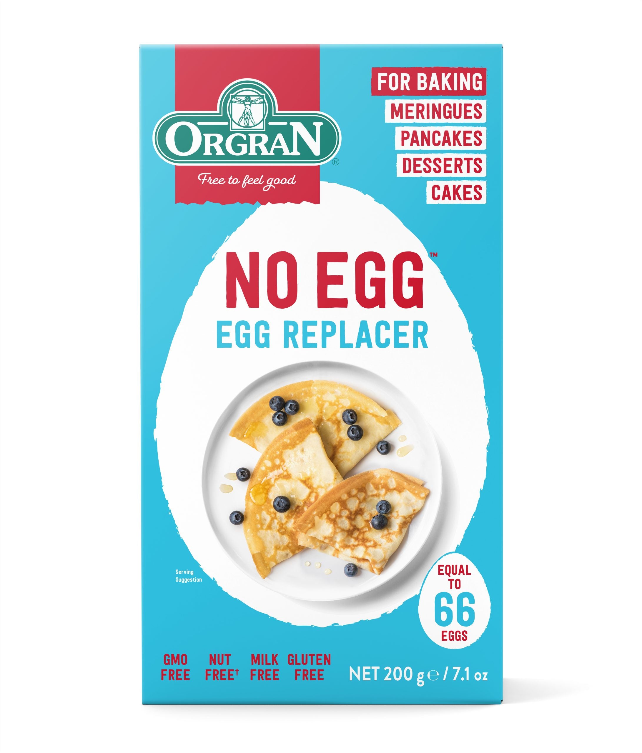 No Egg (Egg Replacer) Mix- Vegan, Gluten Free, Dairy Free, Yeast Free, Wheat Free & Egg Free - Orgran - 200gm