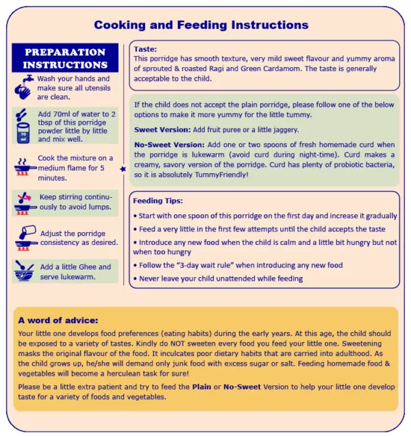 Ragi Porridge Mix | Sprouted - Baby Food - Single Grain - USDA Organic - No Pesticides, Chemical, Salt & No Sugar - Tummy Friendly Foods - 200gm