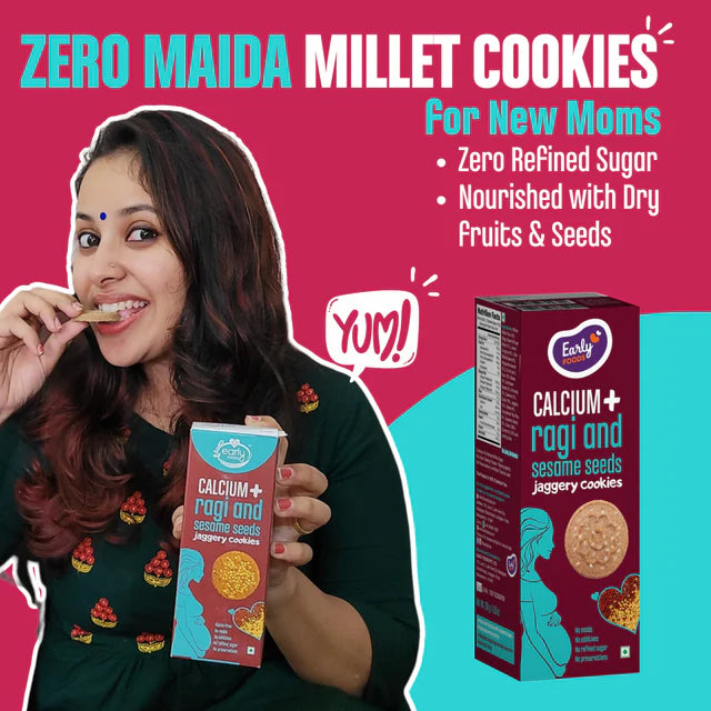 Cookies | Calcium+ Ragi And Sesame Seeds Jaggery Cookies – No Refined Sugar, No Maida & No Soda – Early Foods – 150gm