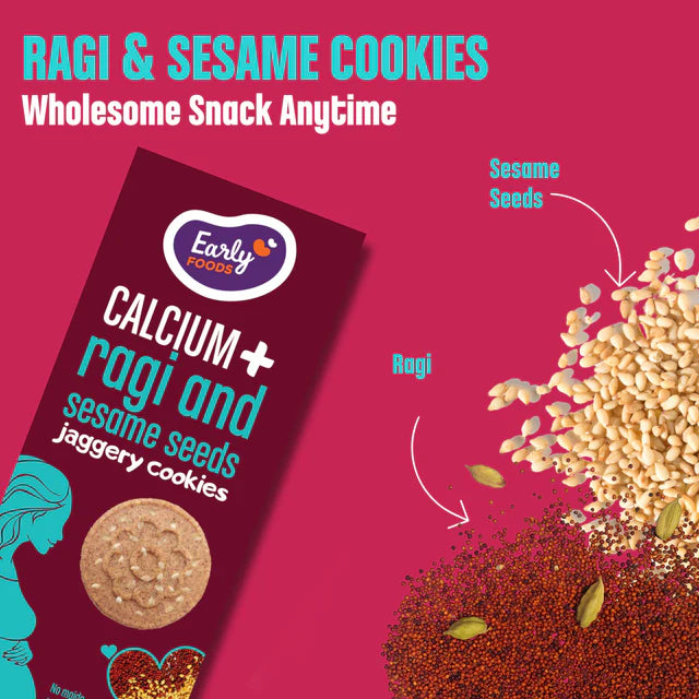 Cookies | Calcium+ Ragi And Sesame Seeds Jaggery Cookies – No Refined Sugar, No Maida & No Soda – Early Foods – 150gm