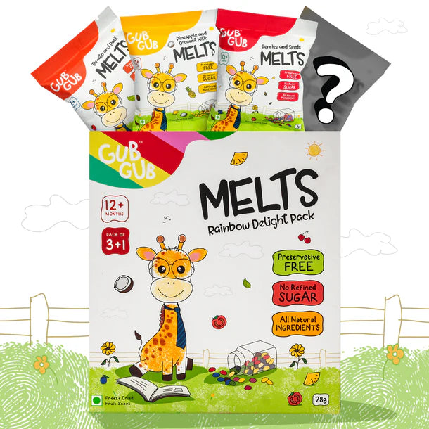 Melts | (Rainbow Delight Pack) - 12+ Months - All Natural Ingredients - No Added Preservatives & No Refined Sugar - GUB GUB - Pack Of 4