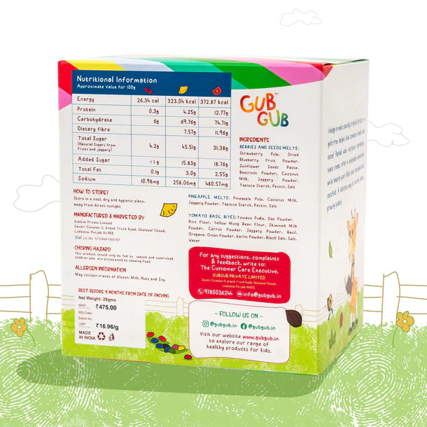 Melts | (Rainbow Delight Pack) - 12+ Months - All Natural Ingredients - No Added Preservatives & No Refined Sugar - GUB GUB - Pack Of 4