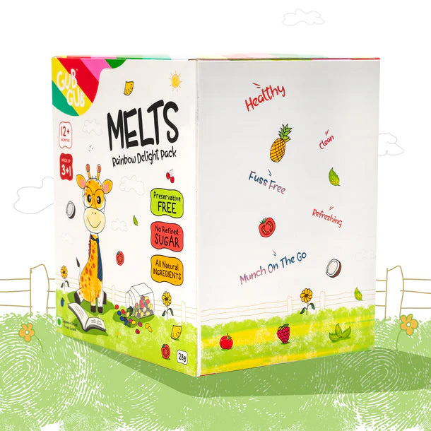 Melts | (Rainbow Delight Pack) - 12+ Months - All Natural Ingredients - No Added Preservatives & No Refined Sugar - GUB GUB - Pack Of 4