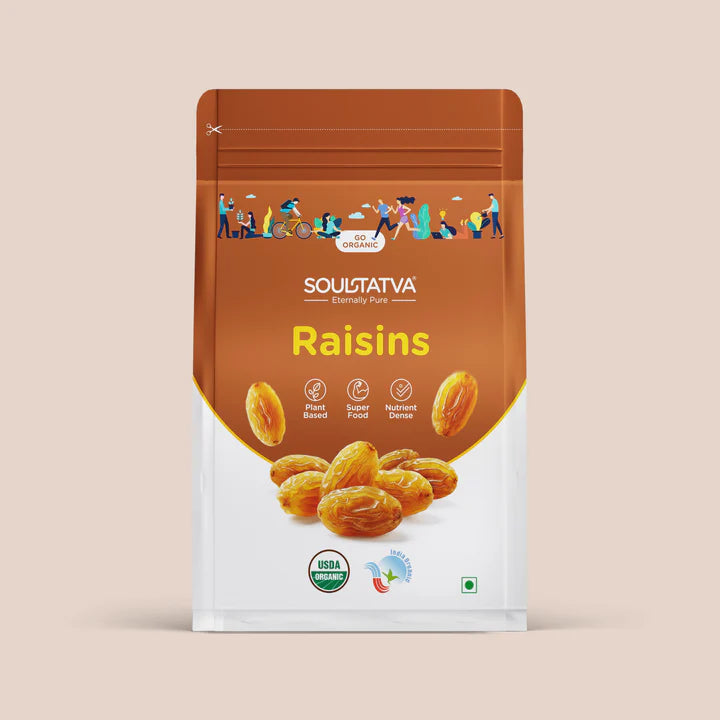 Raisins - USDA Organic - Plant Based, Super Food, Nutrient Dense - Soultatva – 250gm
