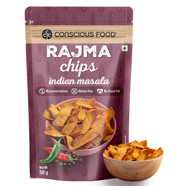 Chips | Rajma Chips (Indian Masala) - Gluten Free, No Trans Fat & No Added Preservatives - Conscious Food - 50gm