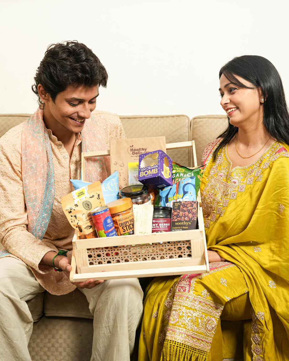 Rakhi Gift Hamper | Healthy Snacks, Cookies & Hot Chocolate Hamper - Togetherness Treat - Family Feast- Every Bite Feels Like Home - 12 Products