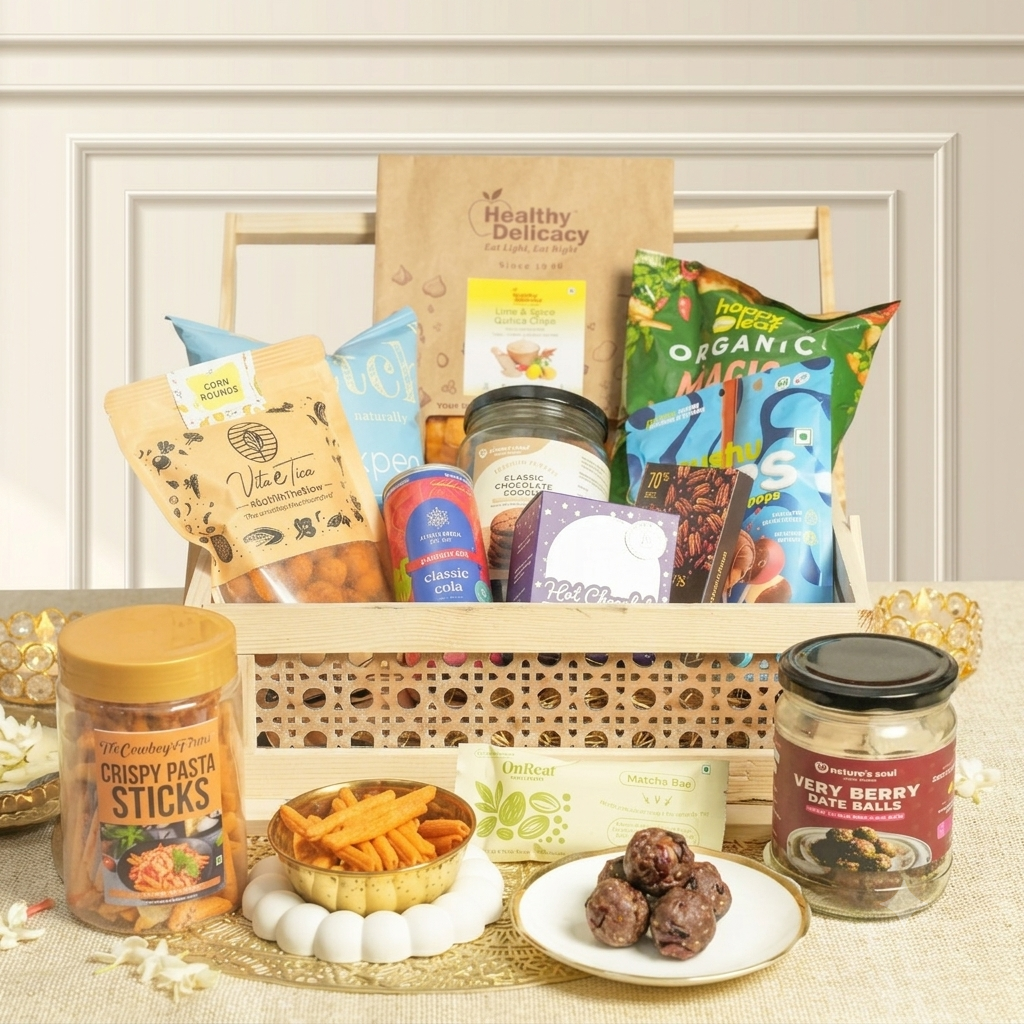 Rakhi Gift Hamper | Healthy Snacks, Cookies & Hot Chocolate Hamper - Togetherness Treat - Family Feast- Every Bite Feels Like Home - 12 Products