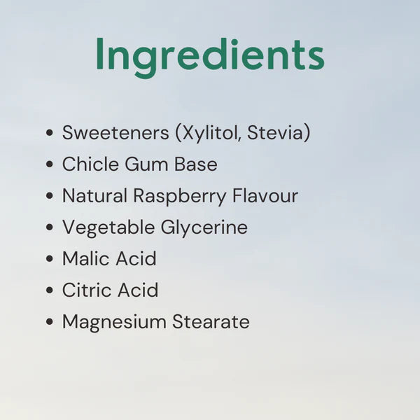 Raspberry Chewing Gum - 15 Pieces Per Pack - Natural - Indian - Vegan, Sugar Free & Plastic Free - Gud Gum - 21gm