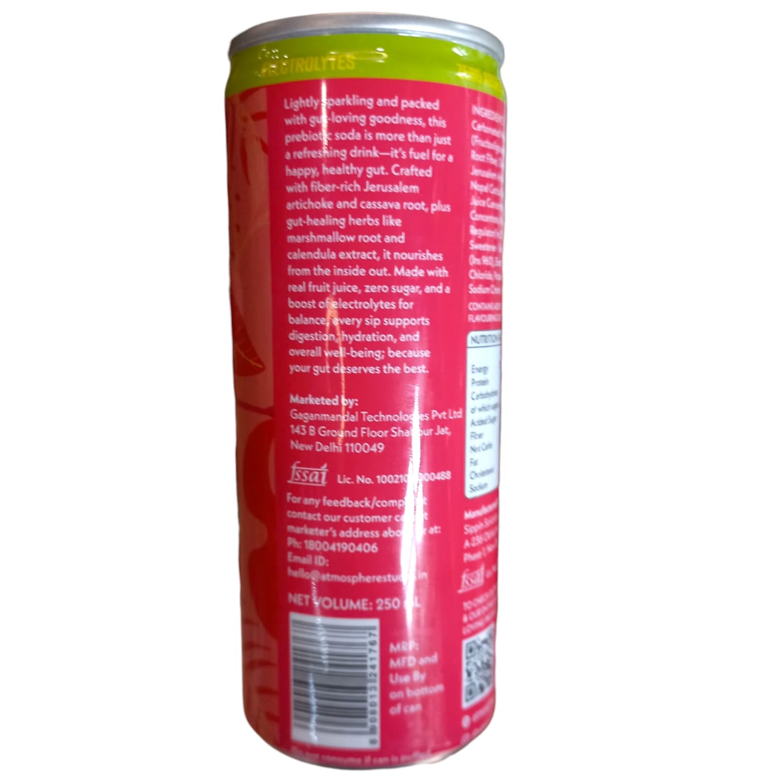 Soda | Raspberry Lemonade - Made With Real Fruit - No Added Sugar - Atmosphere - 250ml