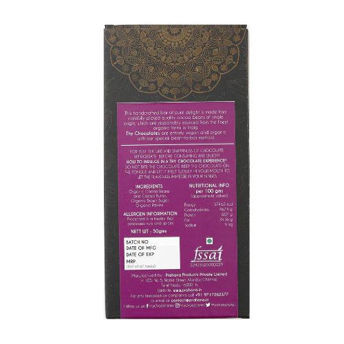 Dark Chocolate | Ravishing Raisins 70% Dark Chocolate (Sweetened With Brown Sugar) - Bean To Bar - No Additives, Colours & No Added Preservatives - Thy Chocolates - 50gm