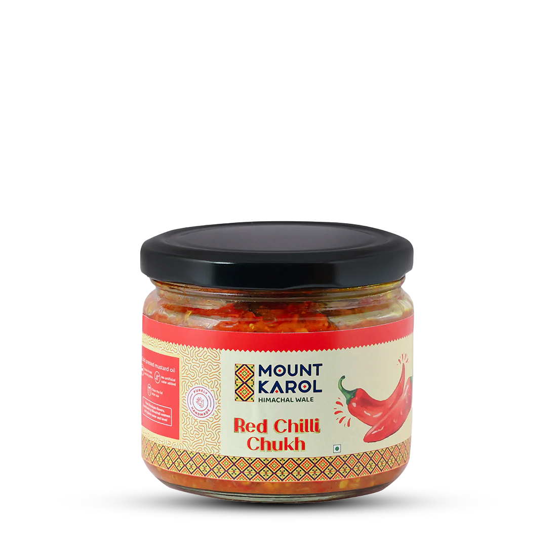 Chilli Chukh | Red (Made With Cold Pressed Mustard Oil) - Pure Himalayan Flavor - No emulsifiers, Stabilisers, Nothing Artificial, No Flavour Enhancers, Colours & No Artificial Preservatives - Mount Karol - 300gm