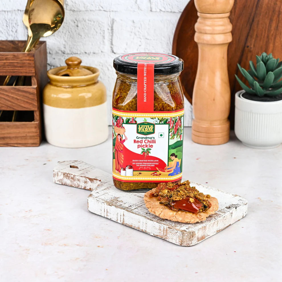 Red Chilli Pickle – No Added Colours & No Added Preservatives - The Little Farm – 400gm