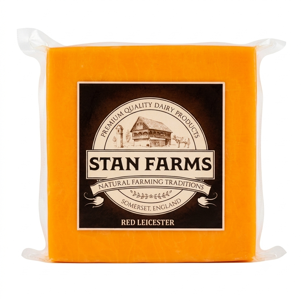 Red Leicester Cheese (Mature Coloured Cheddar Cheese) -Pasteurized - Natural Farming Traditions - Stan Farms - 200gm